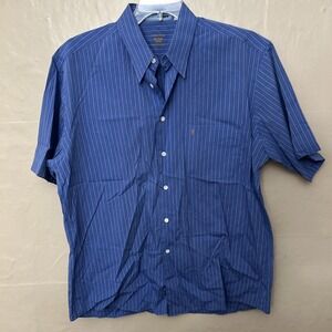 Alta Moda‎ Don Gill Size 43 Large Blue Short Sleeve Button Front Shirt